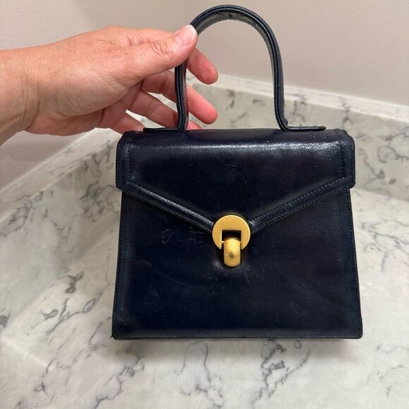 Classic Vintage Elegant Navy brass minibag Handbag - Picture 1 of 15